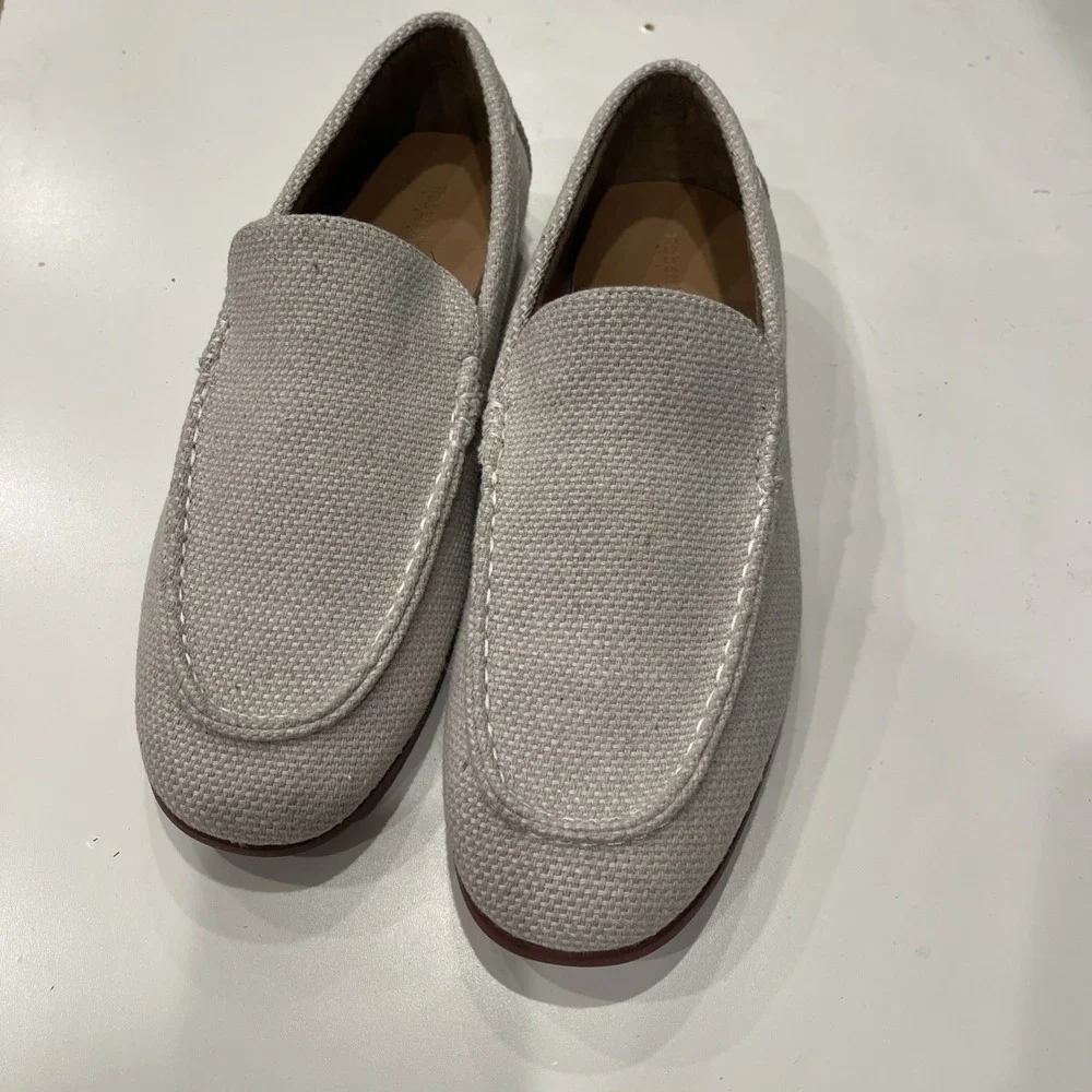 Robert Wayne Men's 10D Beige Canvas Loafers Slip On Preppy‎ Resort Casual Shoes - Picture 2 of 7